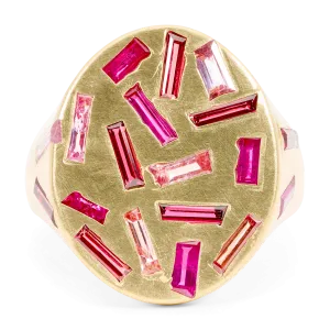 Large Plum Blossom Neon Lights Signet Ring - Made to Order