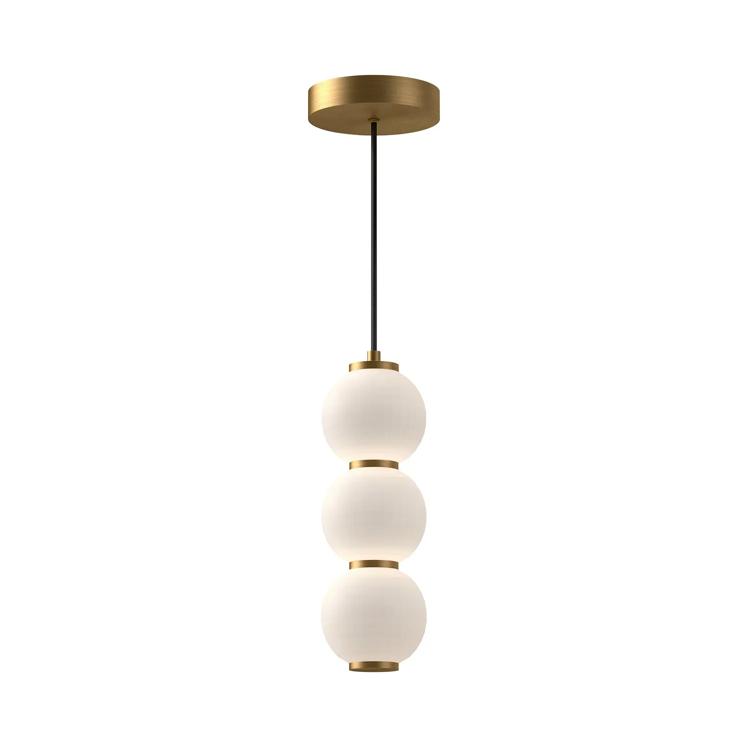 LED Pendant from the Bijou Collection in Aged Gold/Opal Matte Glass Finish by Alora