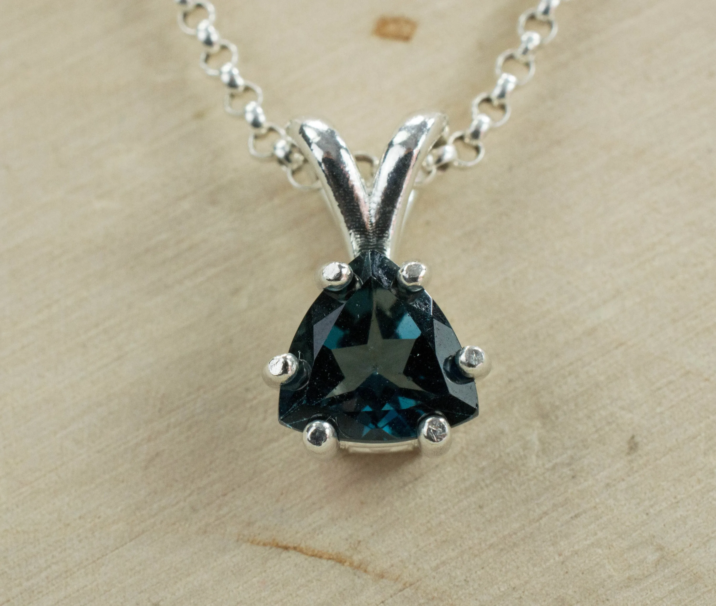 London Blue Topaz Pendant; Genuine Brazilian Topaz