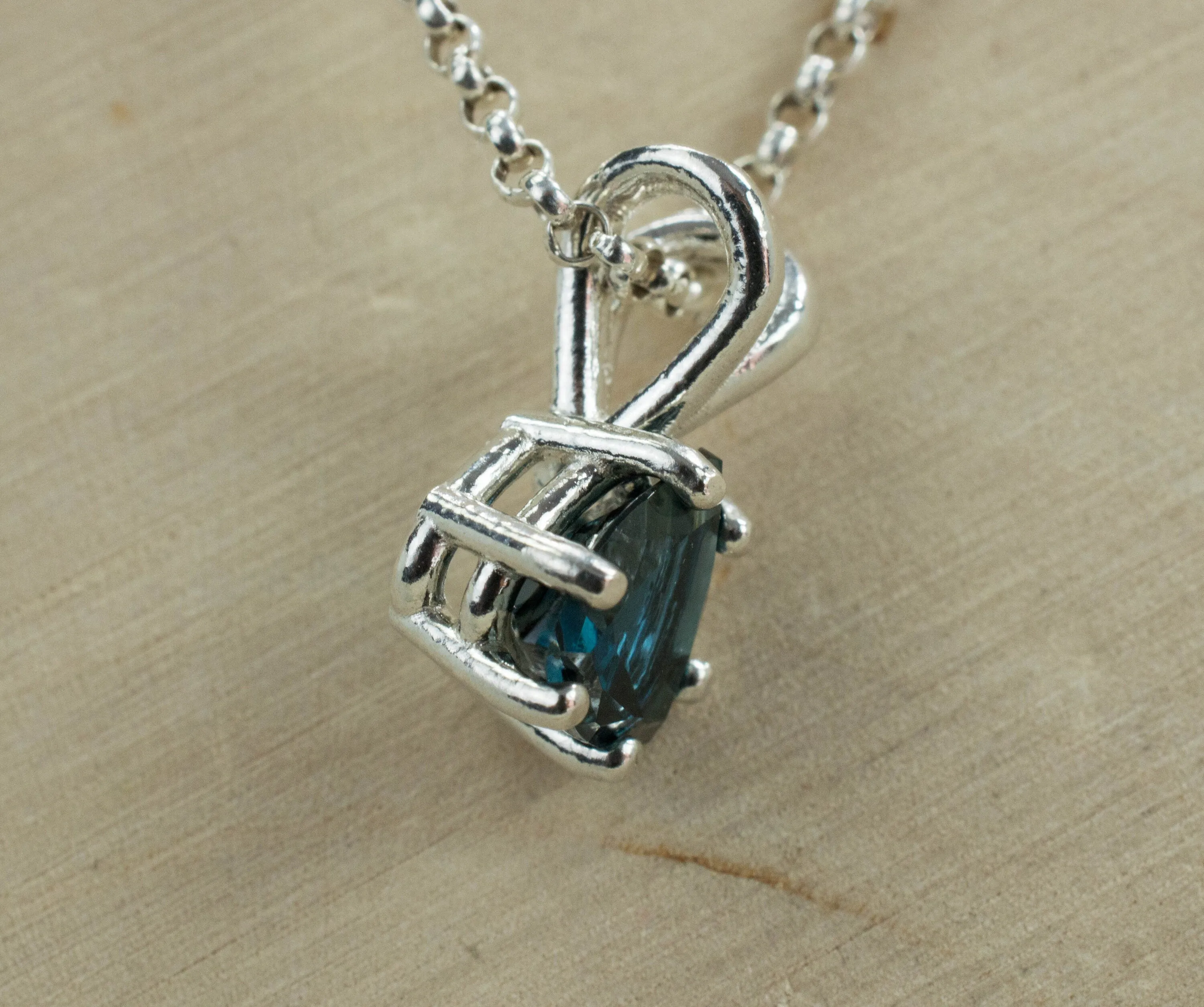 London Blue Topaz Pendant; Genuine Brazilian Topaz