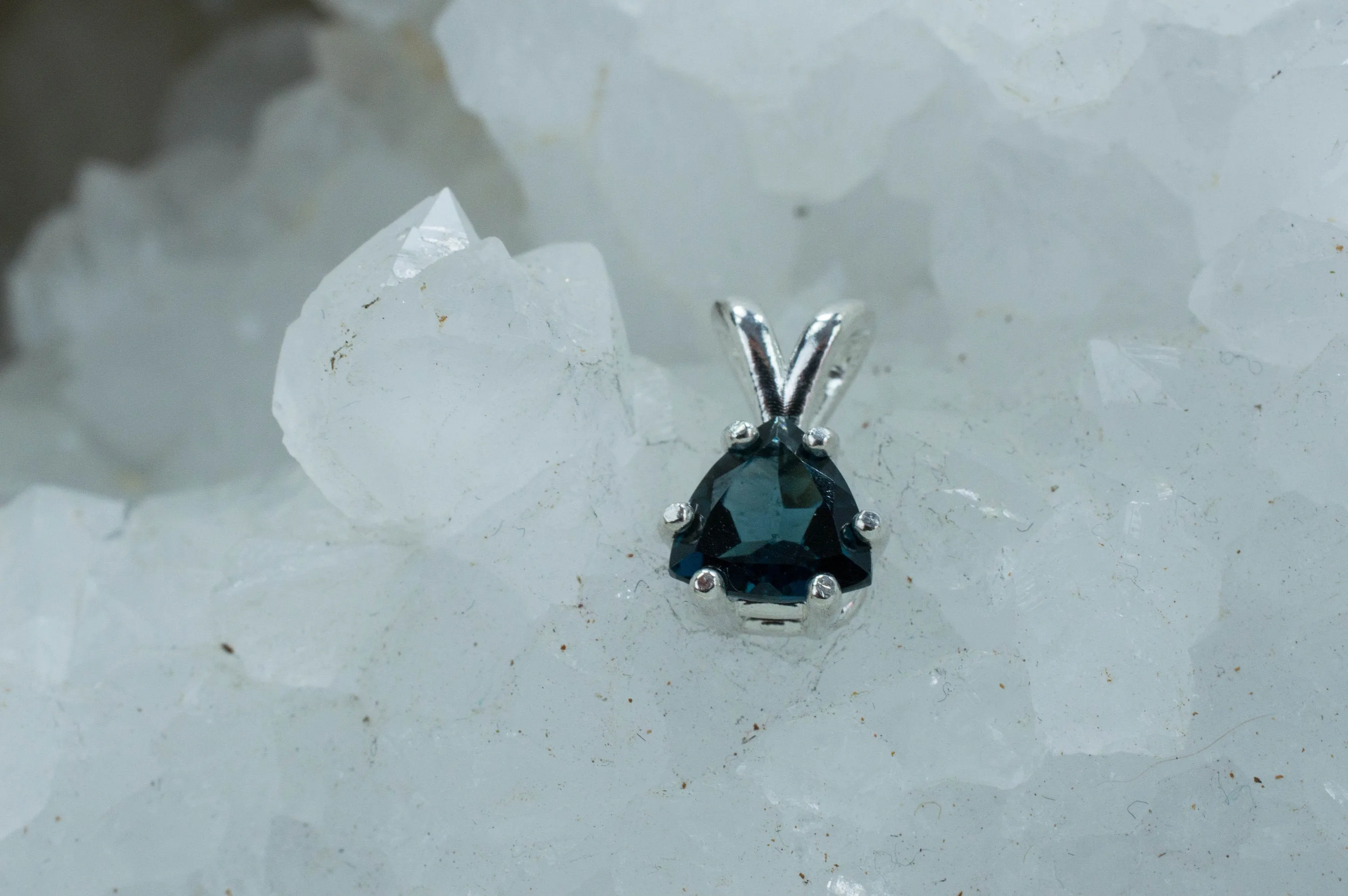London Blue Topaz Pendant; Genuine Brazilian Topaz
