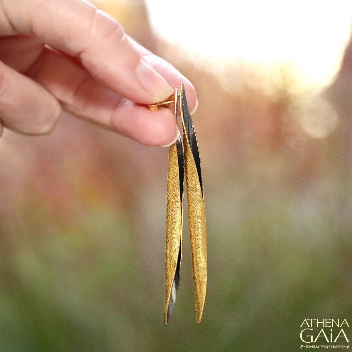 Long Leaf Curled Earrings