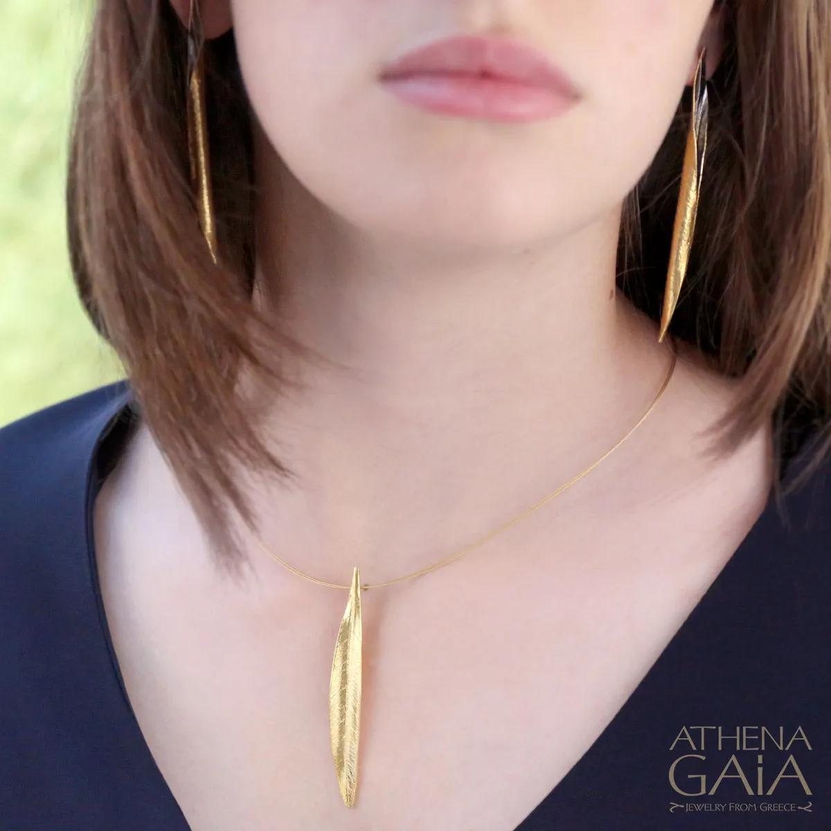 Long Leaf Curled Earrings