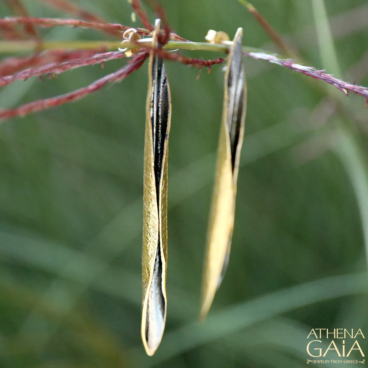 Long Leaf Curled Earrings