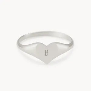 lovely heart signet ring - sterling silver