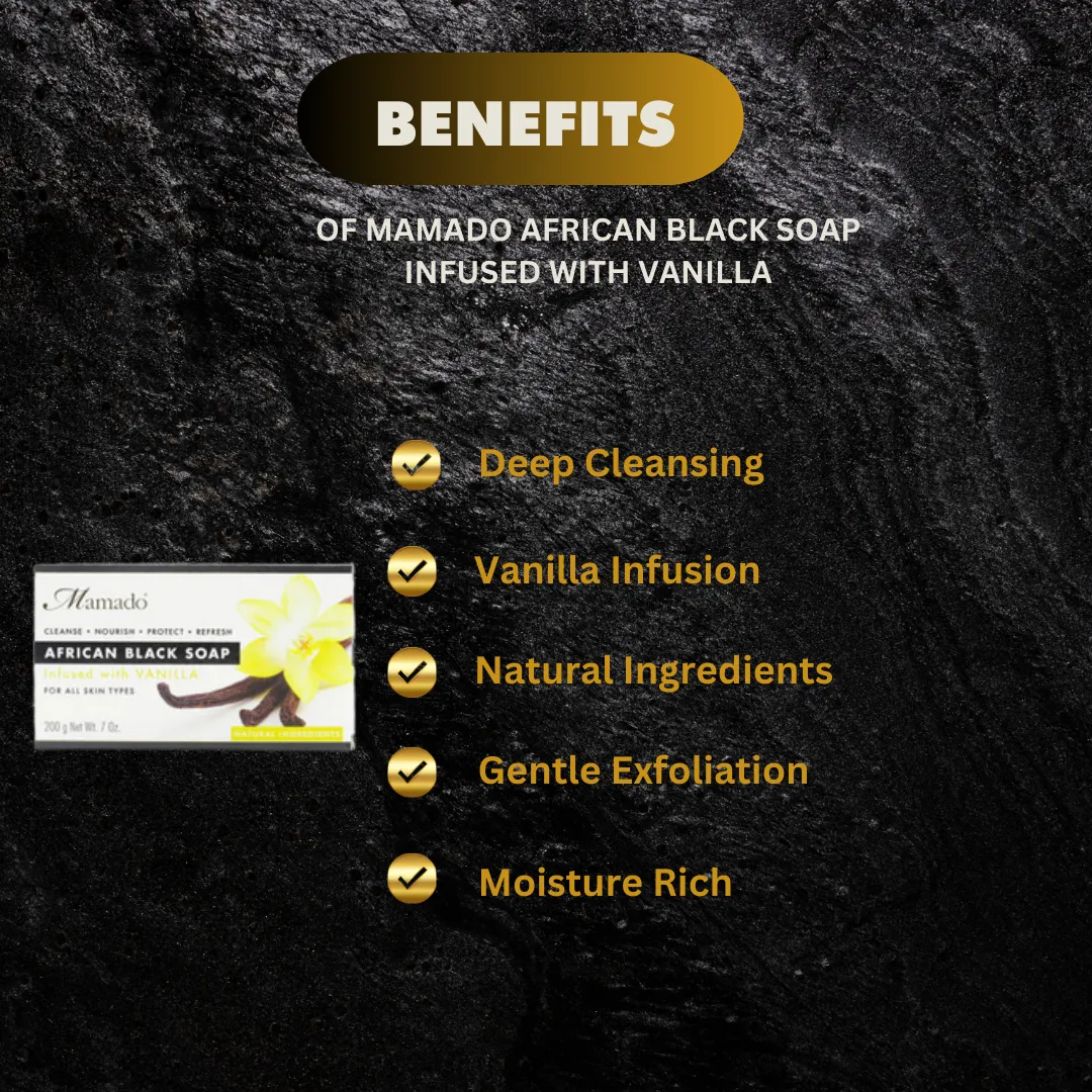 Mamado African Black Soap Infused with Vanilla 200g