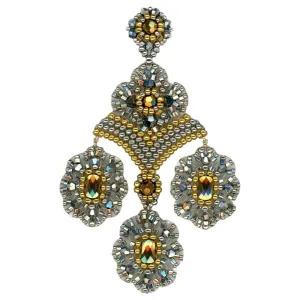 MIGUEL ASES GOLD AND SILVER METALLIC SHIMMER CHANDELIER EARRINGS