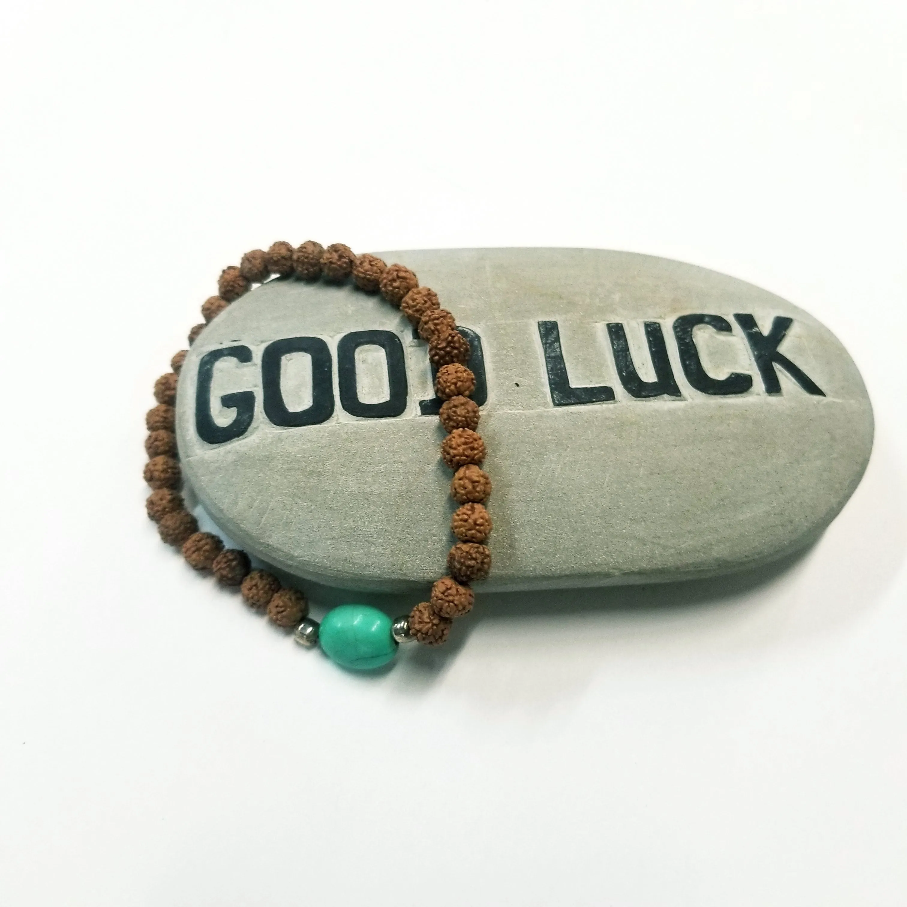 Mini Rudraksha Bead & Turquoise Bracelet