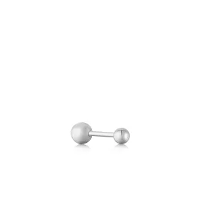 Mini Sphere Barbell Silver Single Earring