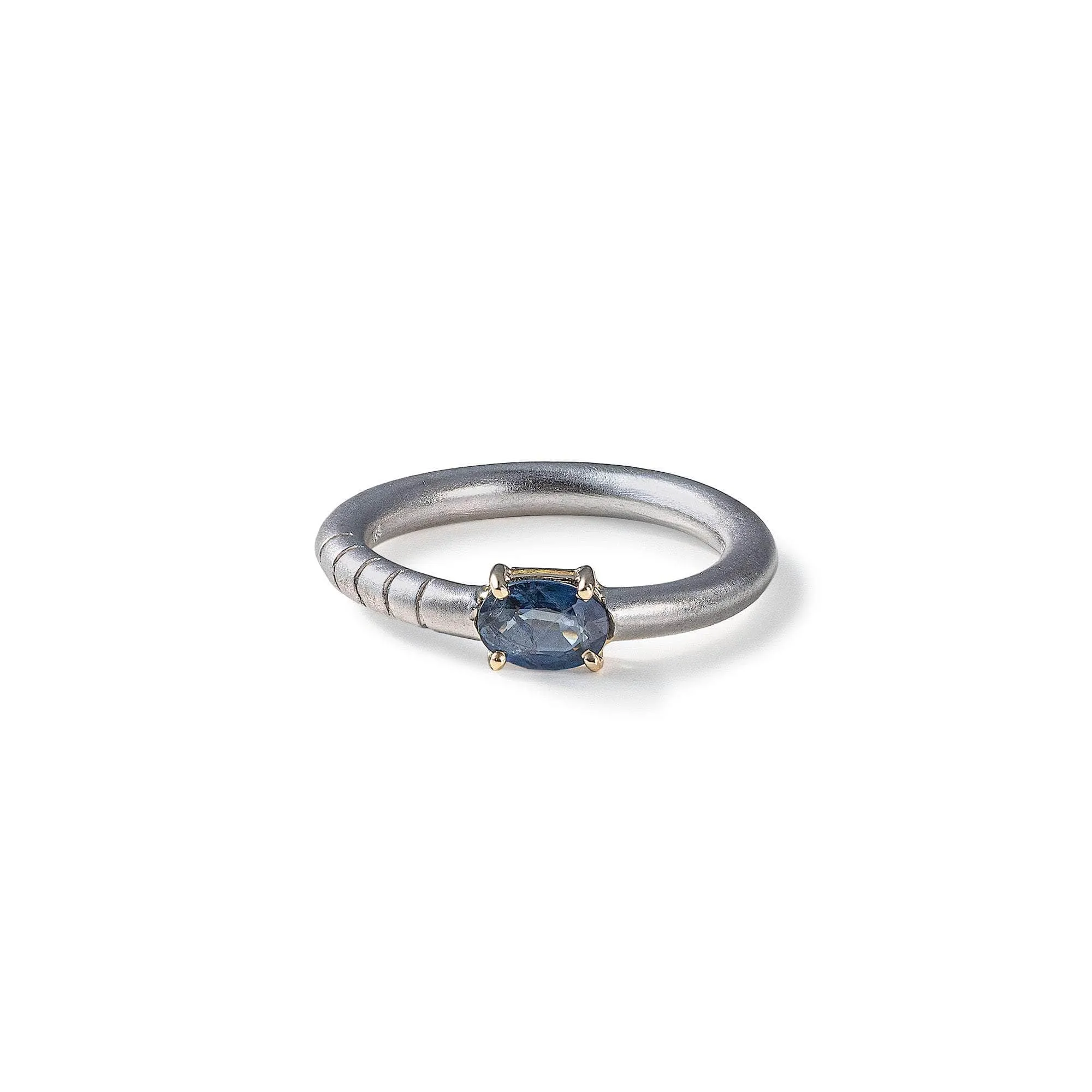 Nabu Blue Sapphire Ring (White Rhodium)