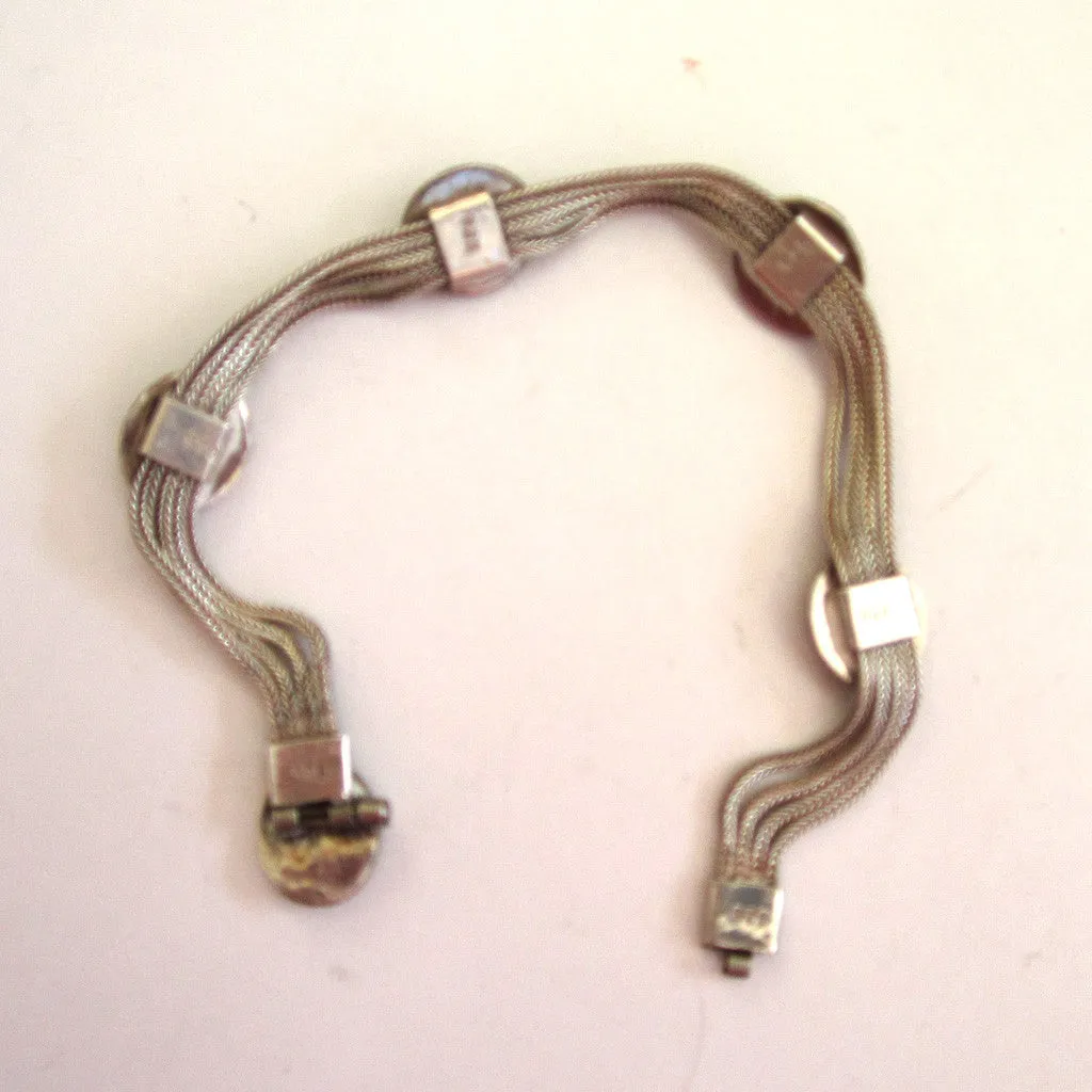 Native American Sterling Silver Turquoise Chain Bracelet
