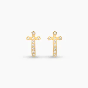 Natural Diamond Prongset Cross Earstud