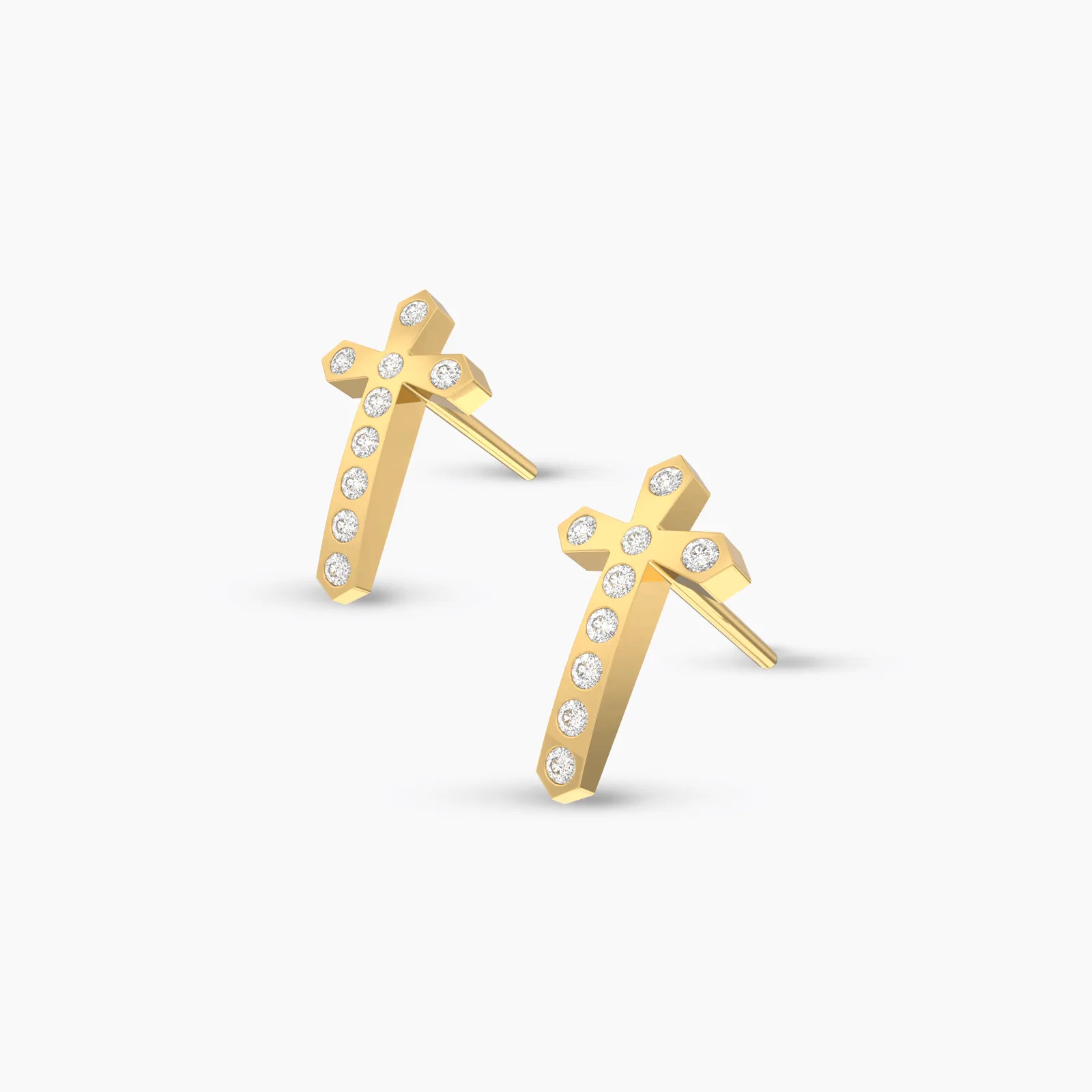 Natural Diamond Prongset Cross Earstud