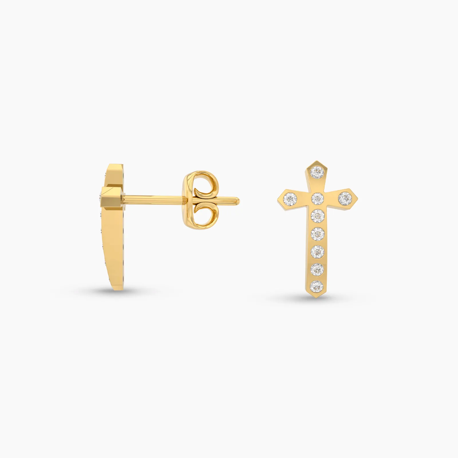 Natural Diamond Prongset Cross Earstud