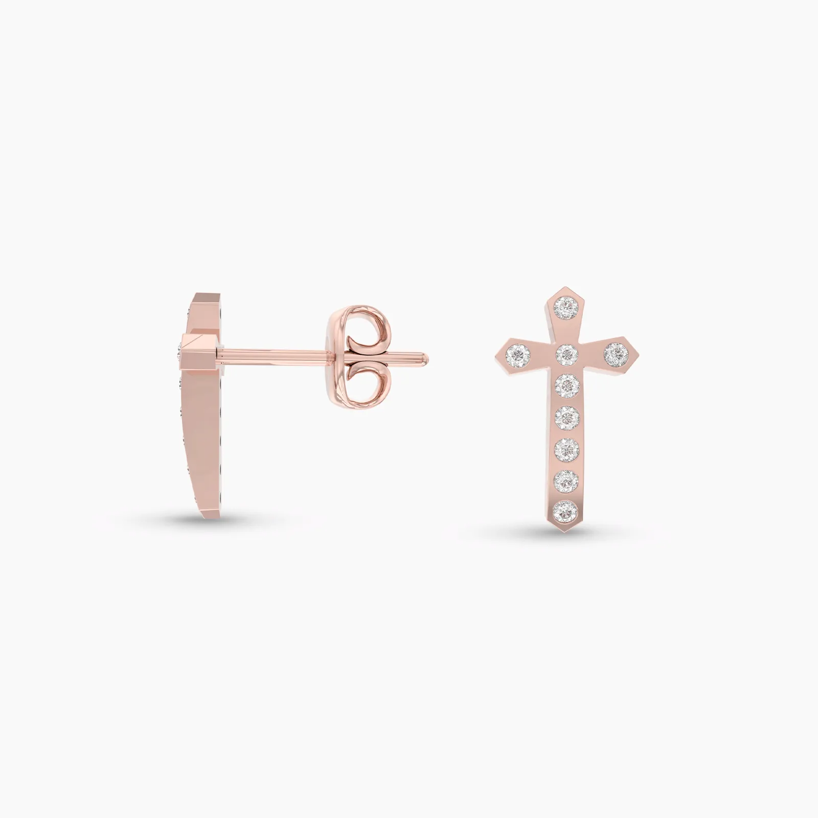 Natural Diamond Prongset Cross Earstud