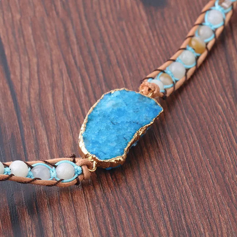 Natural Turquoise Gemstone Wrap Bracelet for Women Charms Gifts for Mom