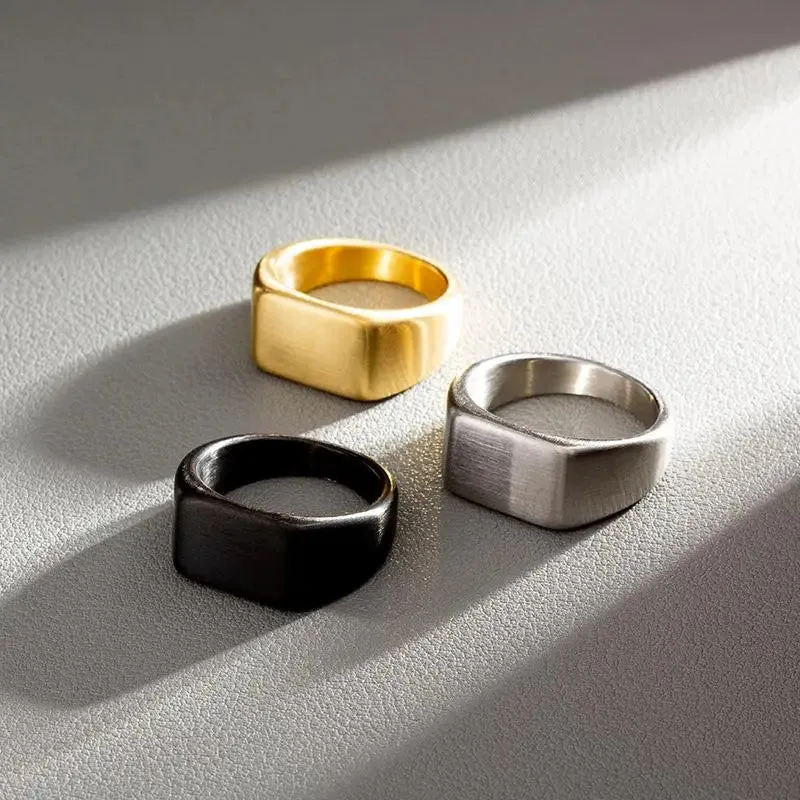New Stainless Steel Rings for Men Geometric Width Signet Finger Band Rock Punk Style Fashion Ring Jewelry Accessories Wholesale