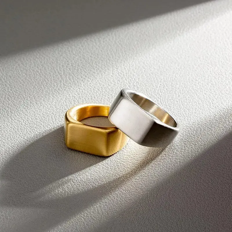 New Stainless Steel Rings for Men Geometric Width Signet Finger Band Rock Punk Style Fashion Ring Jewelry Accessories Wholesale