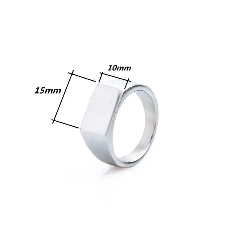 New Stainless Steel Rings for Men Geometric Width Signet Finger Band Rock Punk Style Fashion Ring Jewelry Accessories Wholesale