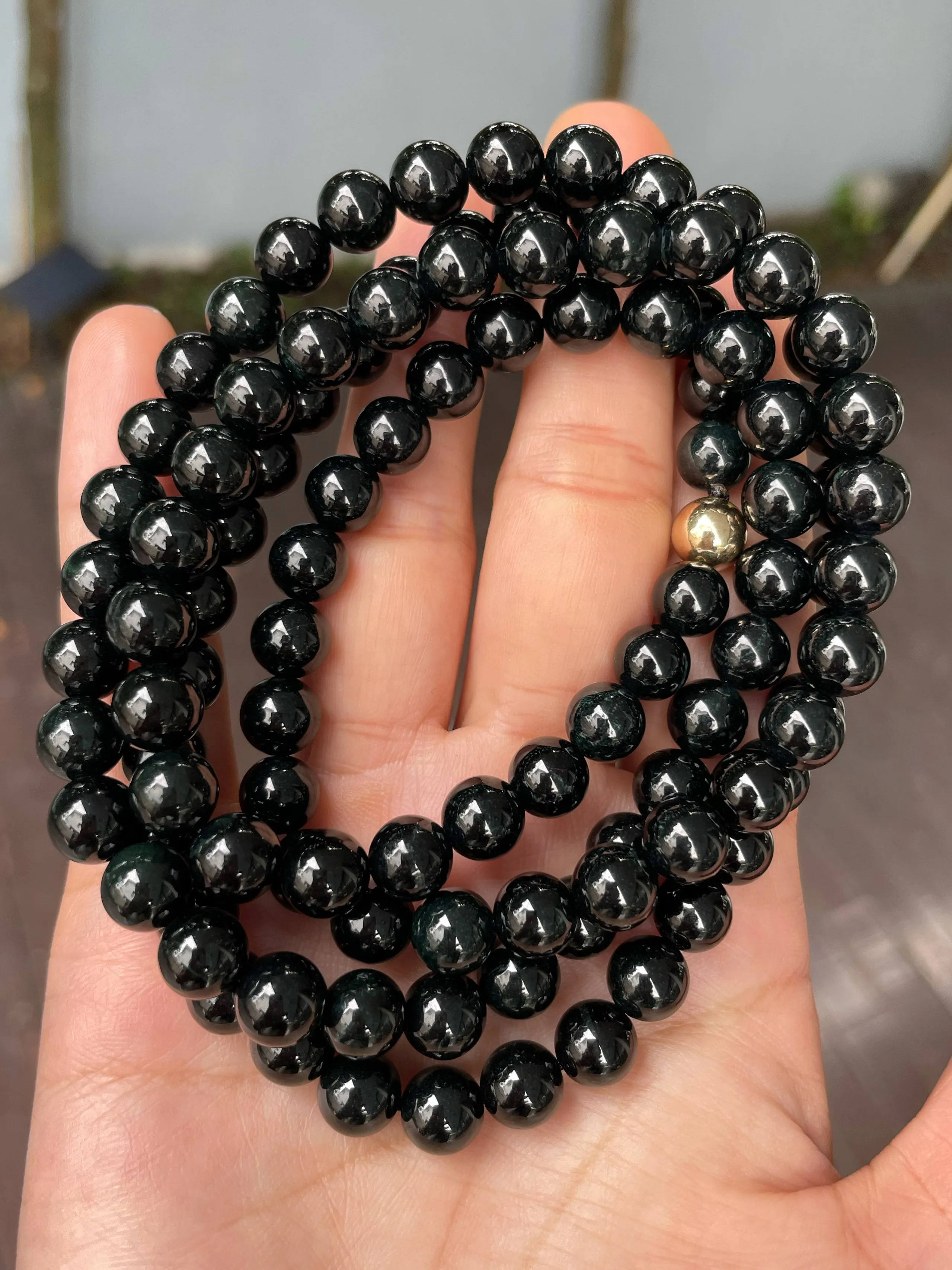 Omphacite Jade Beads Necklace (NJN032)