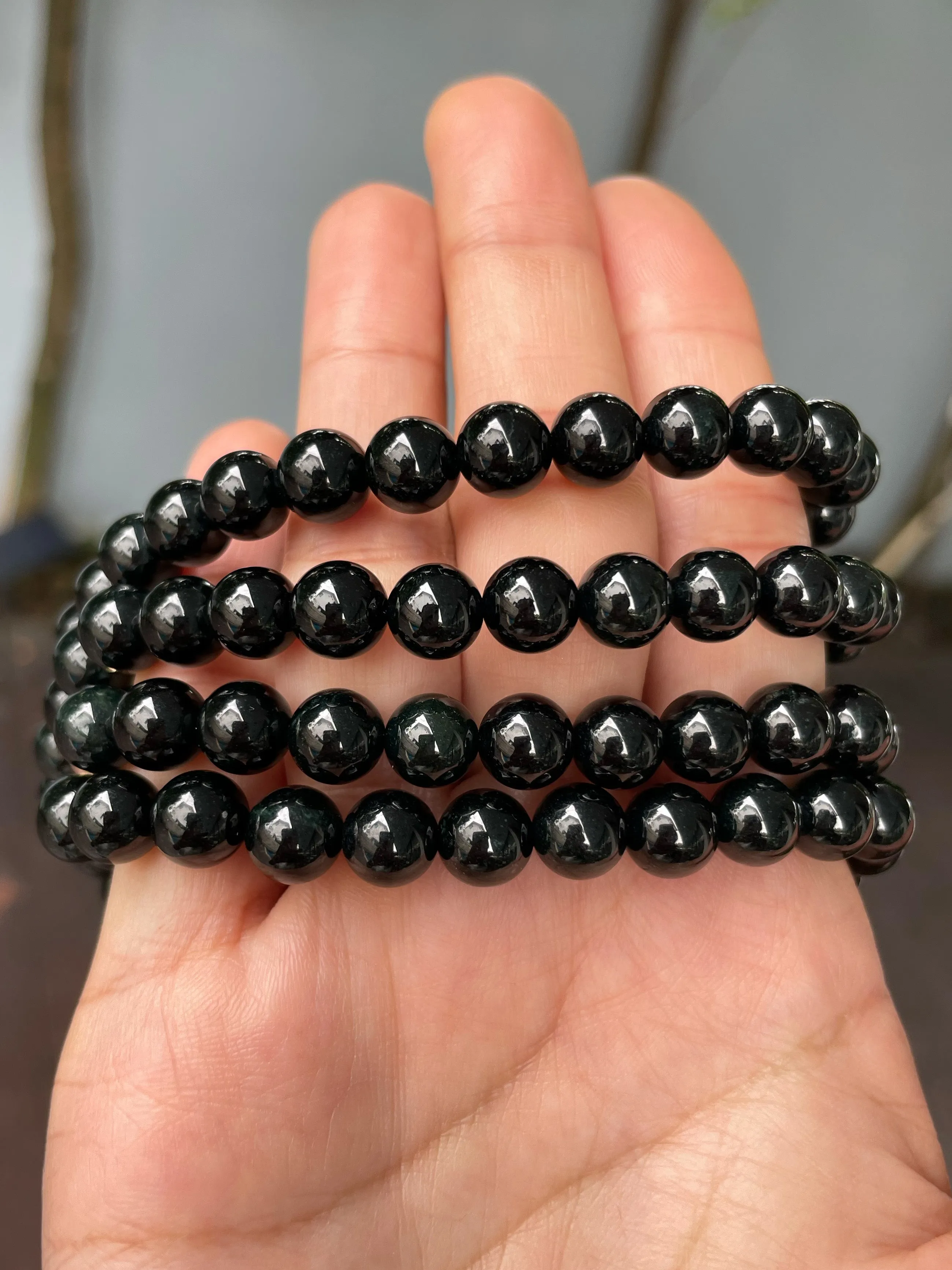 Omphacite Jade Beads Necklace (NJN032)