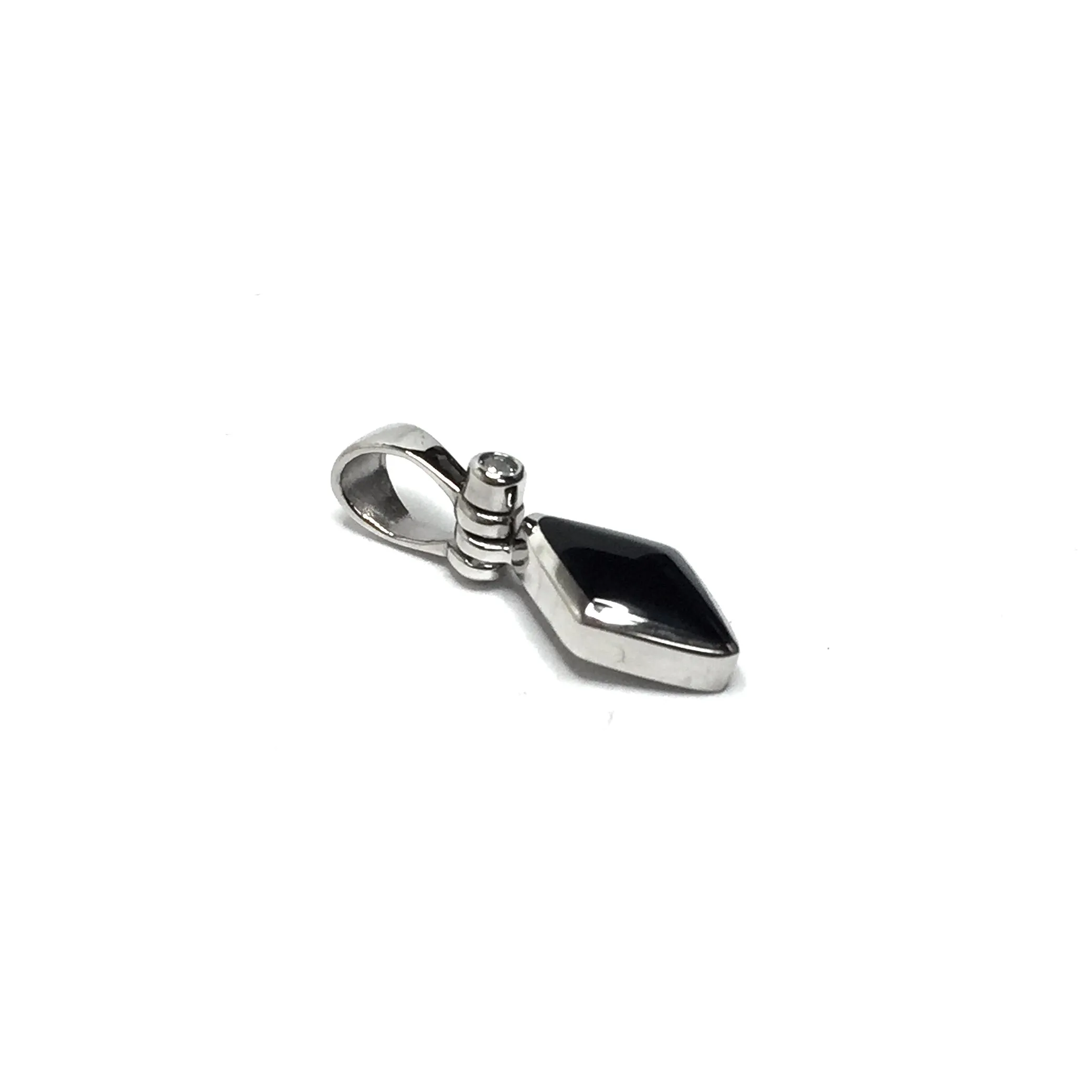 Onyx Diamond Shape Inlay .02Ct Diamond Pendant