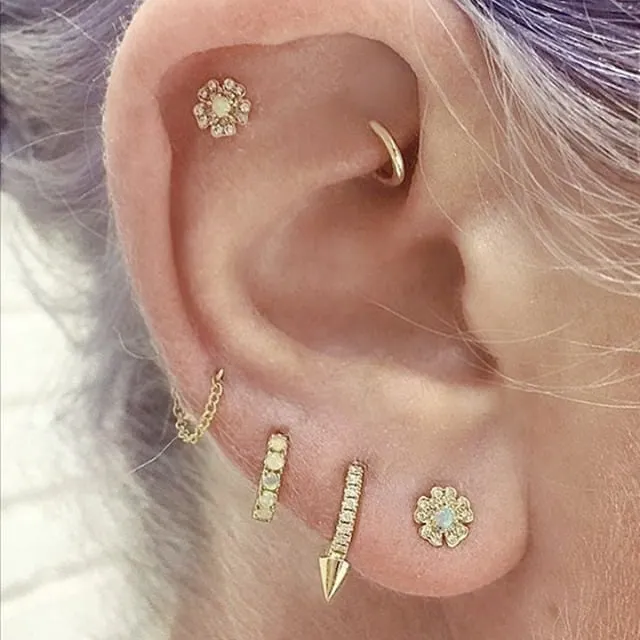 Opal Eternity Earring by Maria Tash in Rose Gold