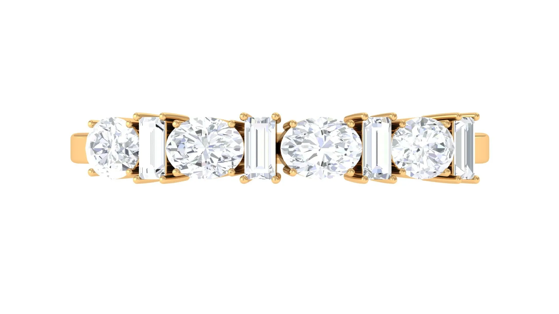 Oval and Baguette Cut Zircon Wedding Half Eternity Ring