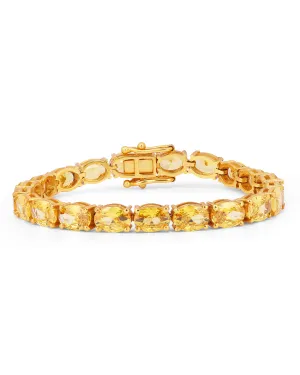 Oval Citrine Zirconia Tennis Bracelet