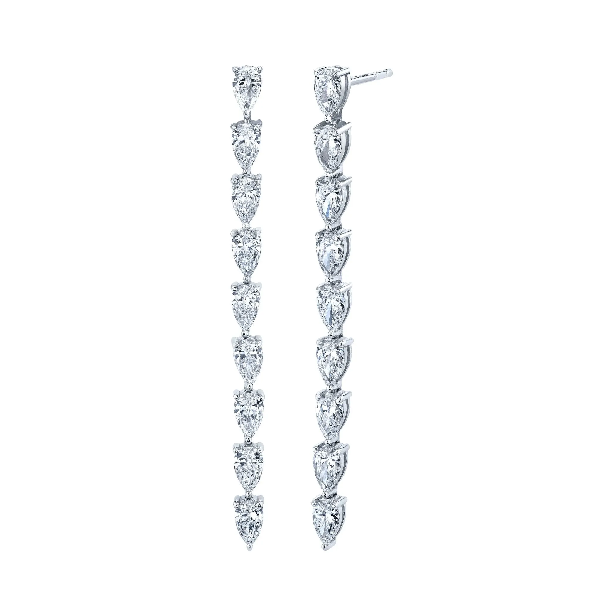 Pear Shape Diamond Vine Dangle Earrings