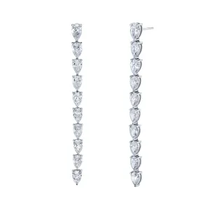 Pear Shape Diamond Vine Dangle Earrings