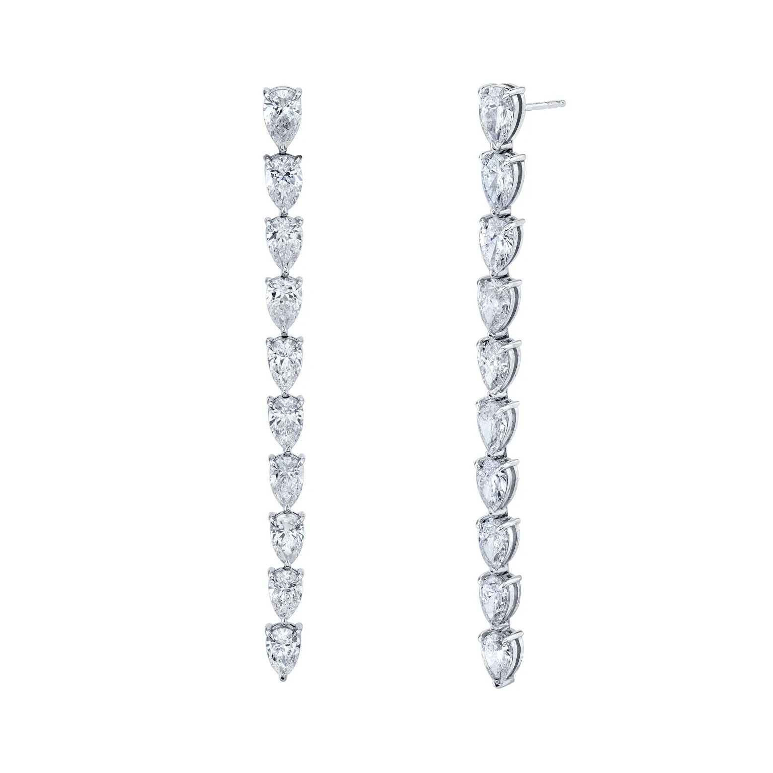Pear Shape Diamond Vine Dangle Earrings
