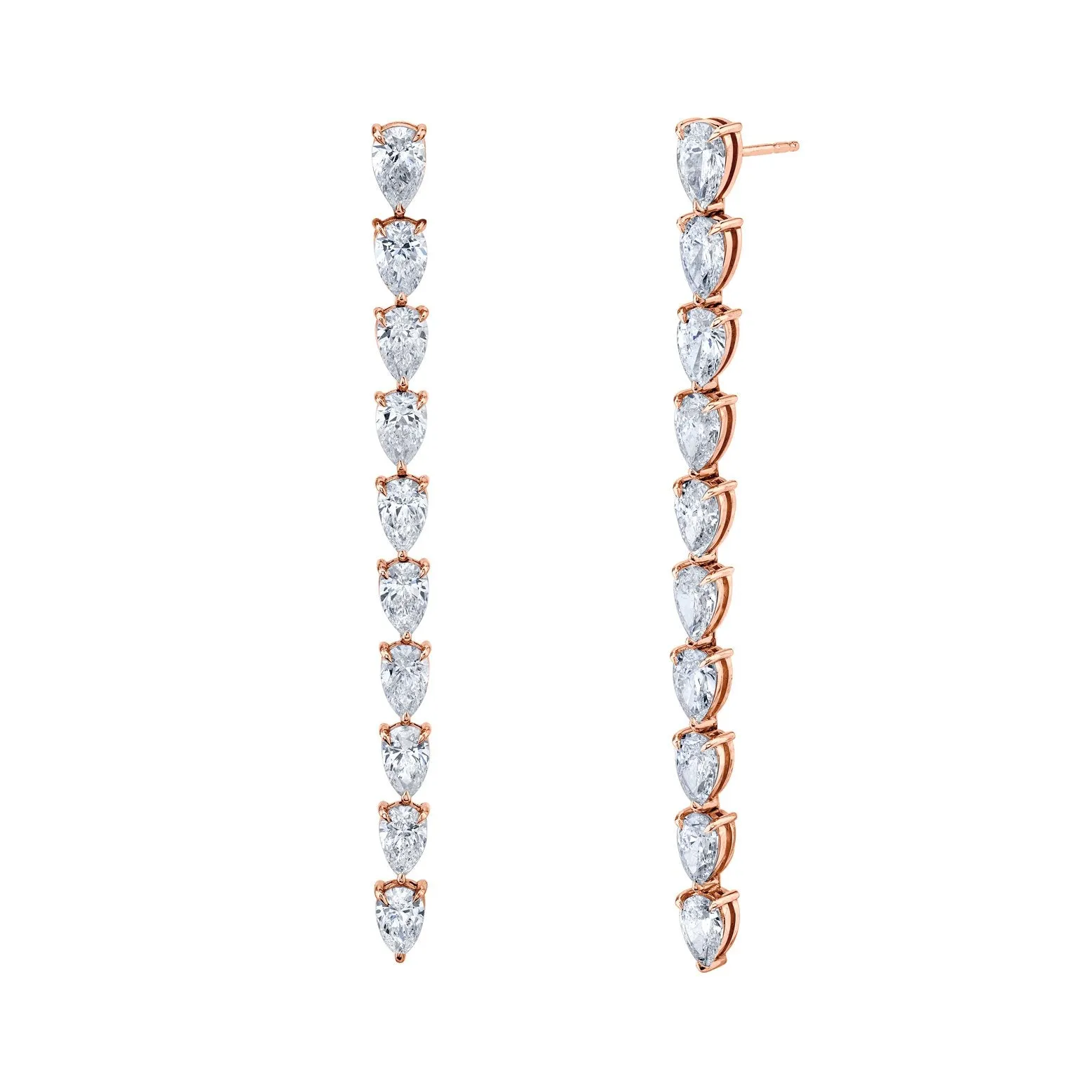 Pear Shape Diamond Vine Dangle Earrings