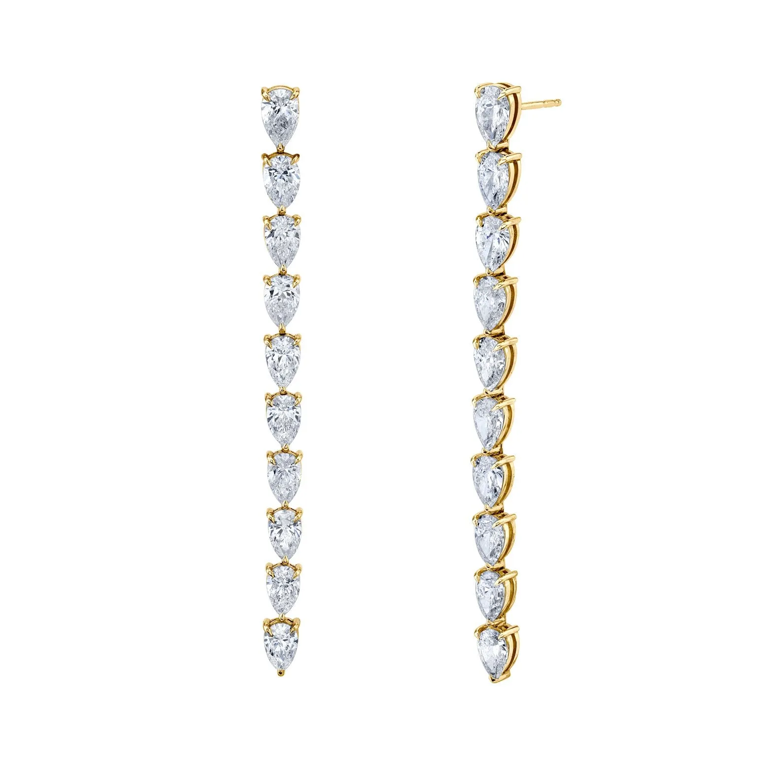 Pear Shape Diamond Vine Dangle Earrings