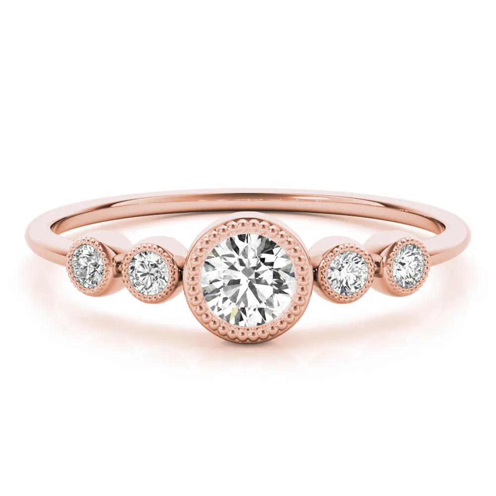 Penny Round Milgrain Diamond Ring
