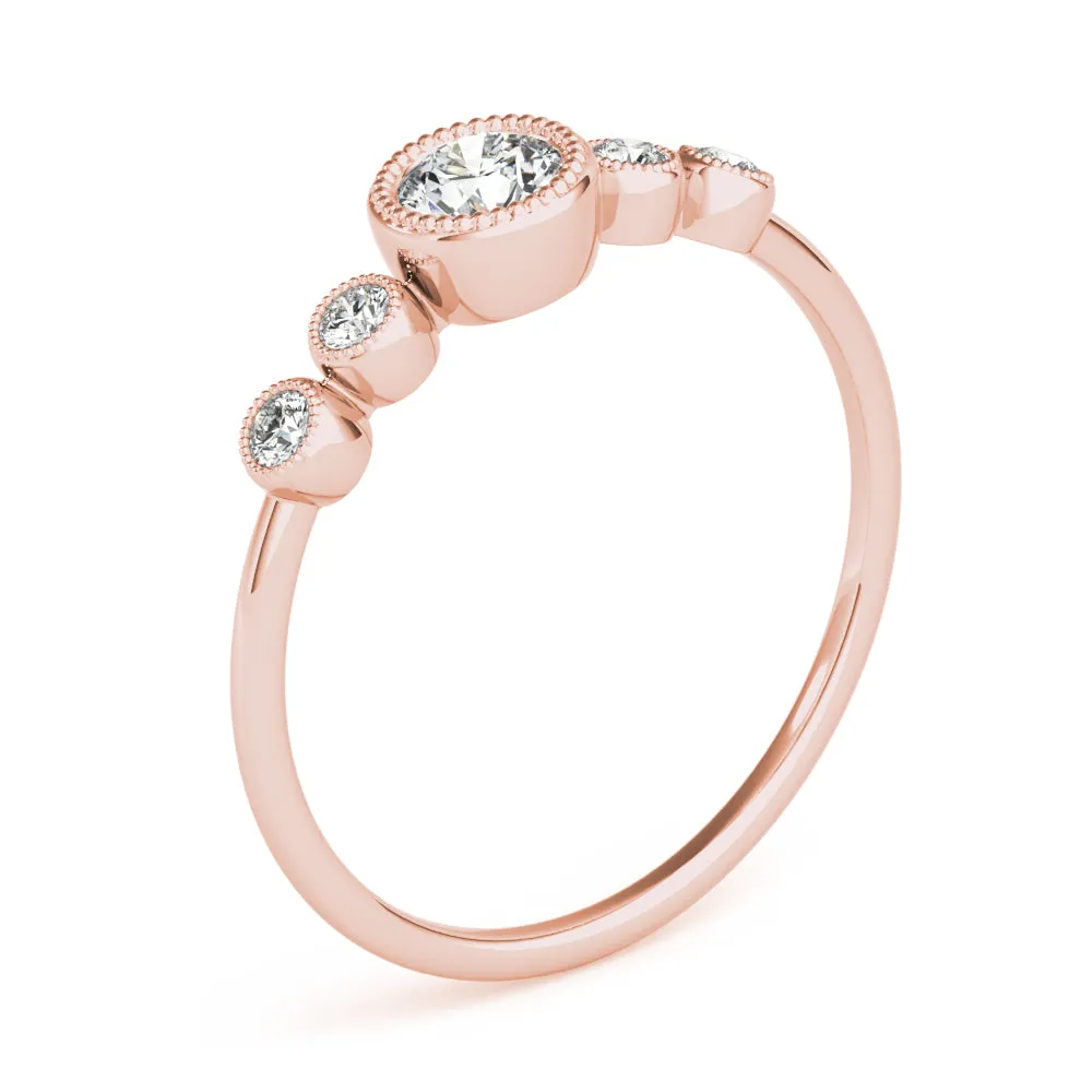Penny Round Milgrain Diamond Ring