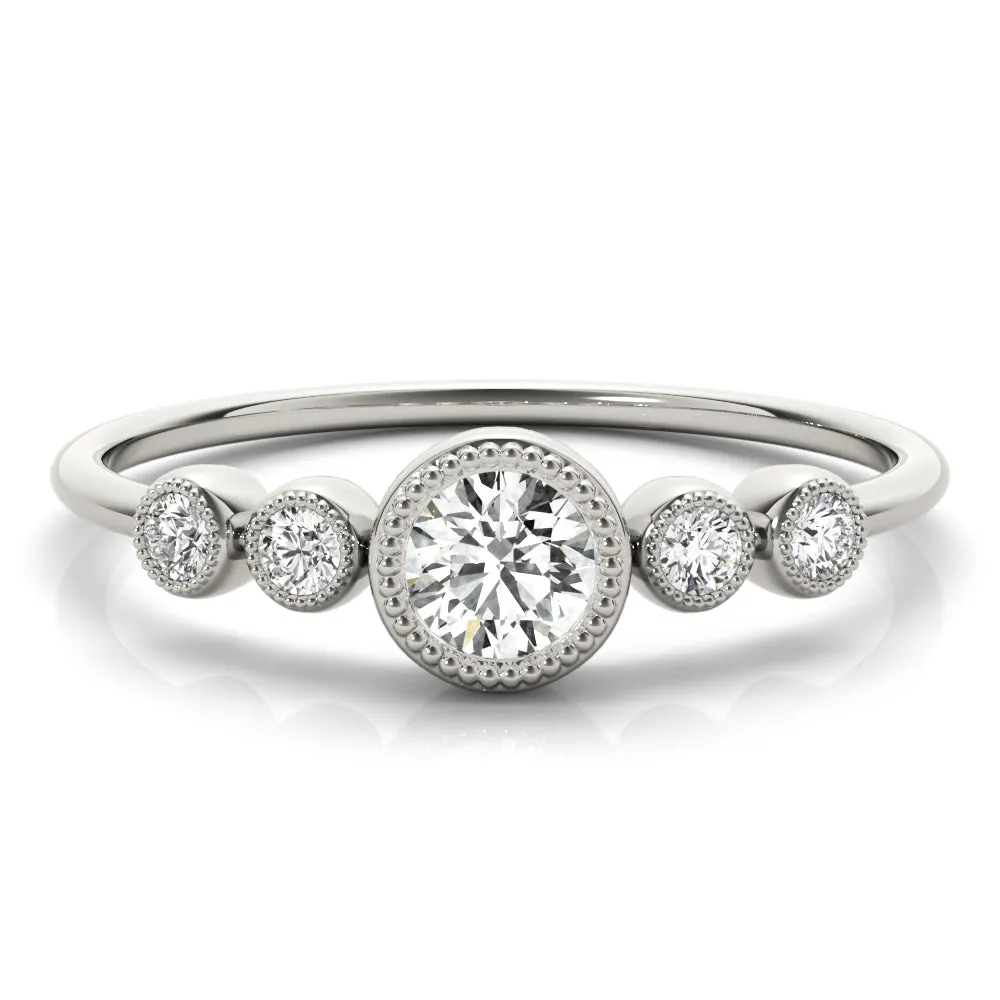 Penny Round Milgrain Diamond Ring