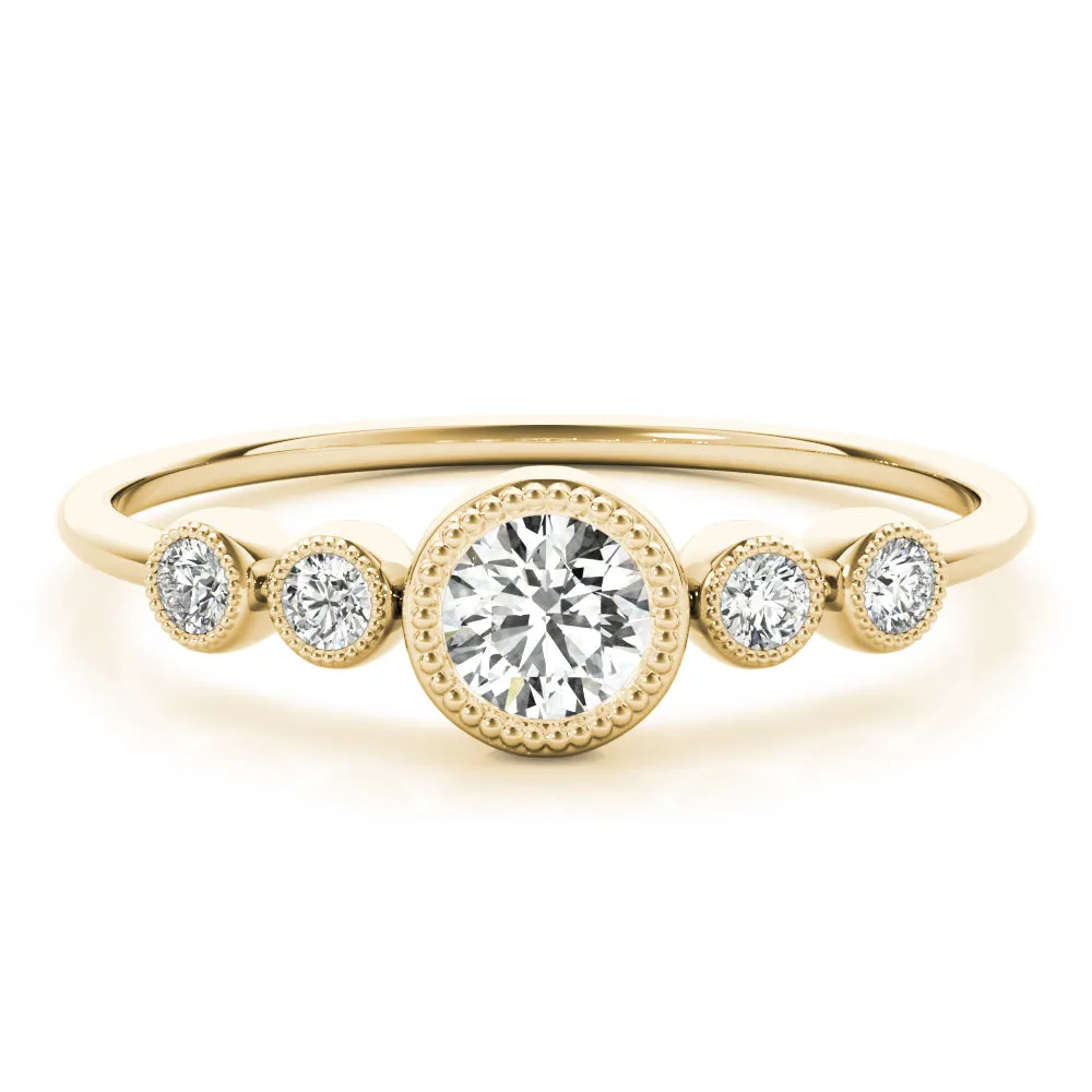 Penny Round Milgrain Diamond Ring