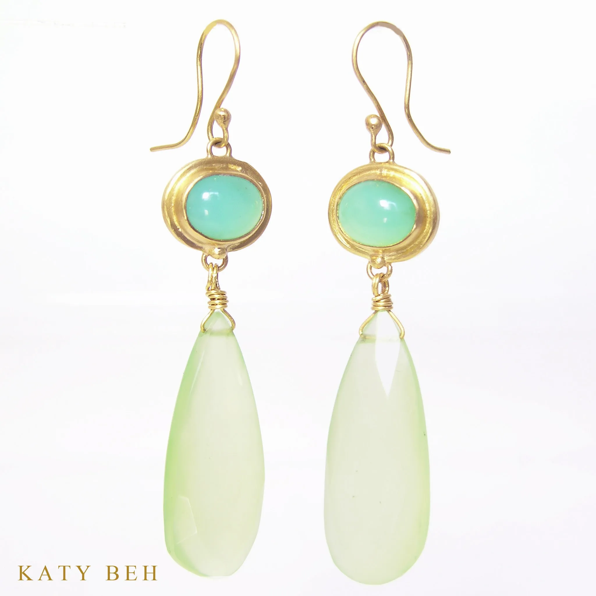 Peruvian Opal and Prehnite Earrings
