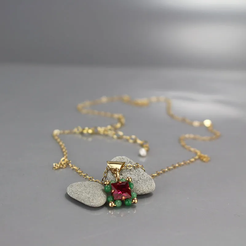 Pink Green Victoria Necklace