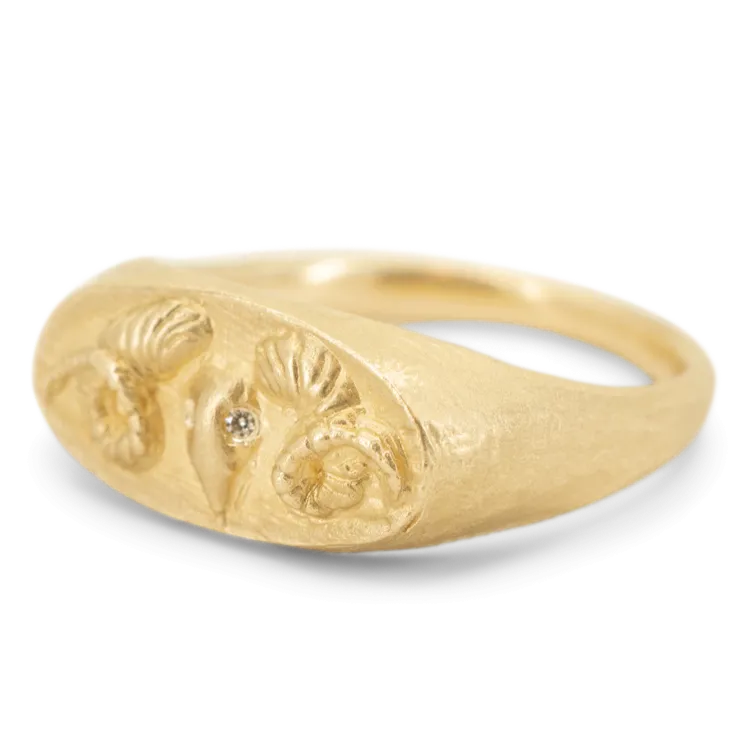 Rams Head Signet Ring - 14k