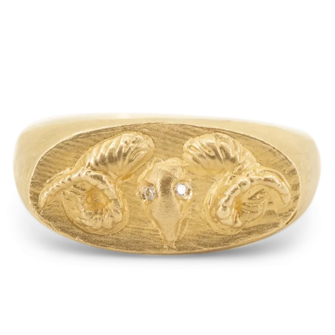 Rams Head Signet Ring - 14k
