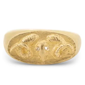 Rams Head Signet Ring - 14k
