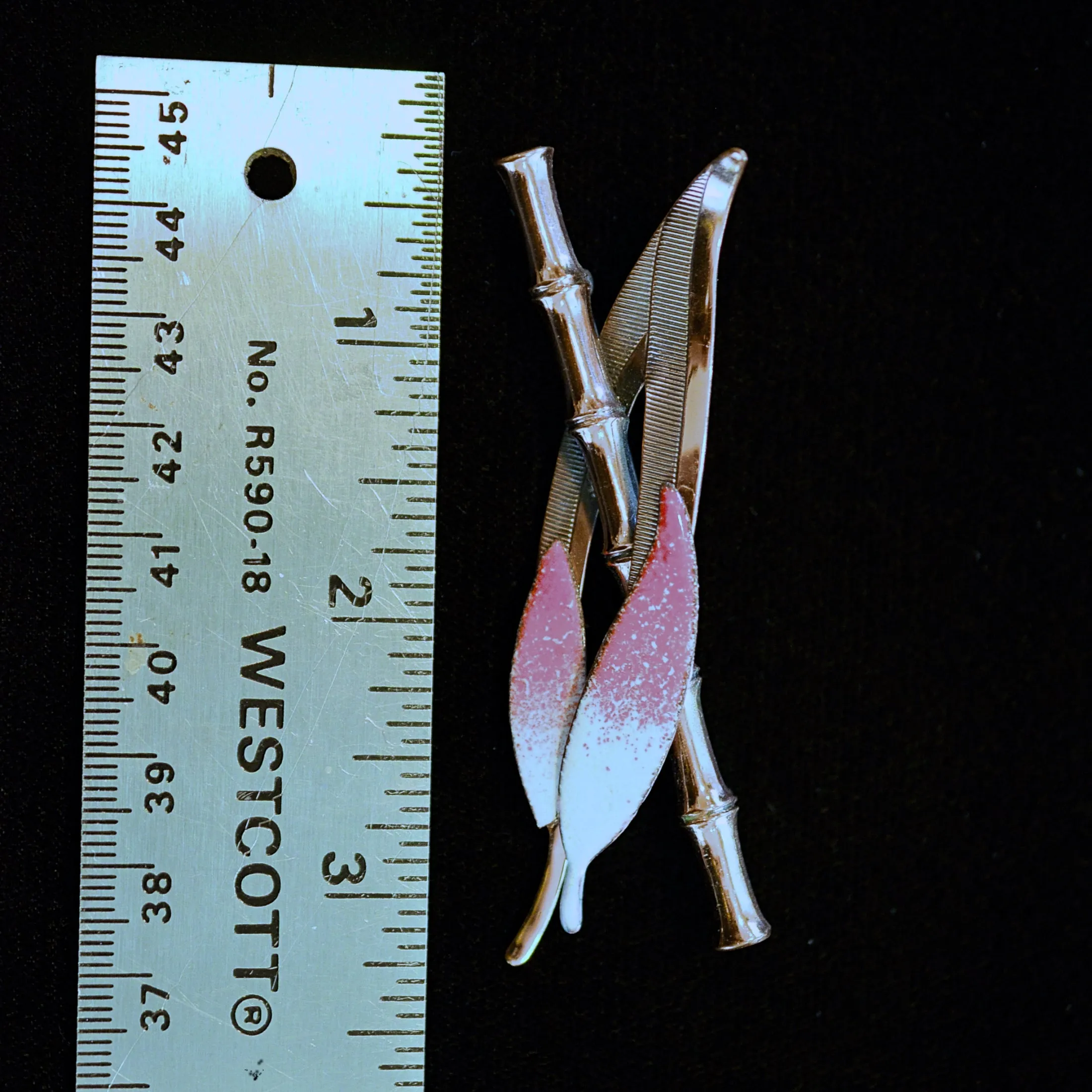 RARE Vintage Renoir Matisse Copper Enamel Bamboo Brooch