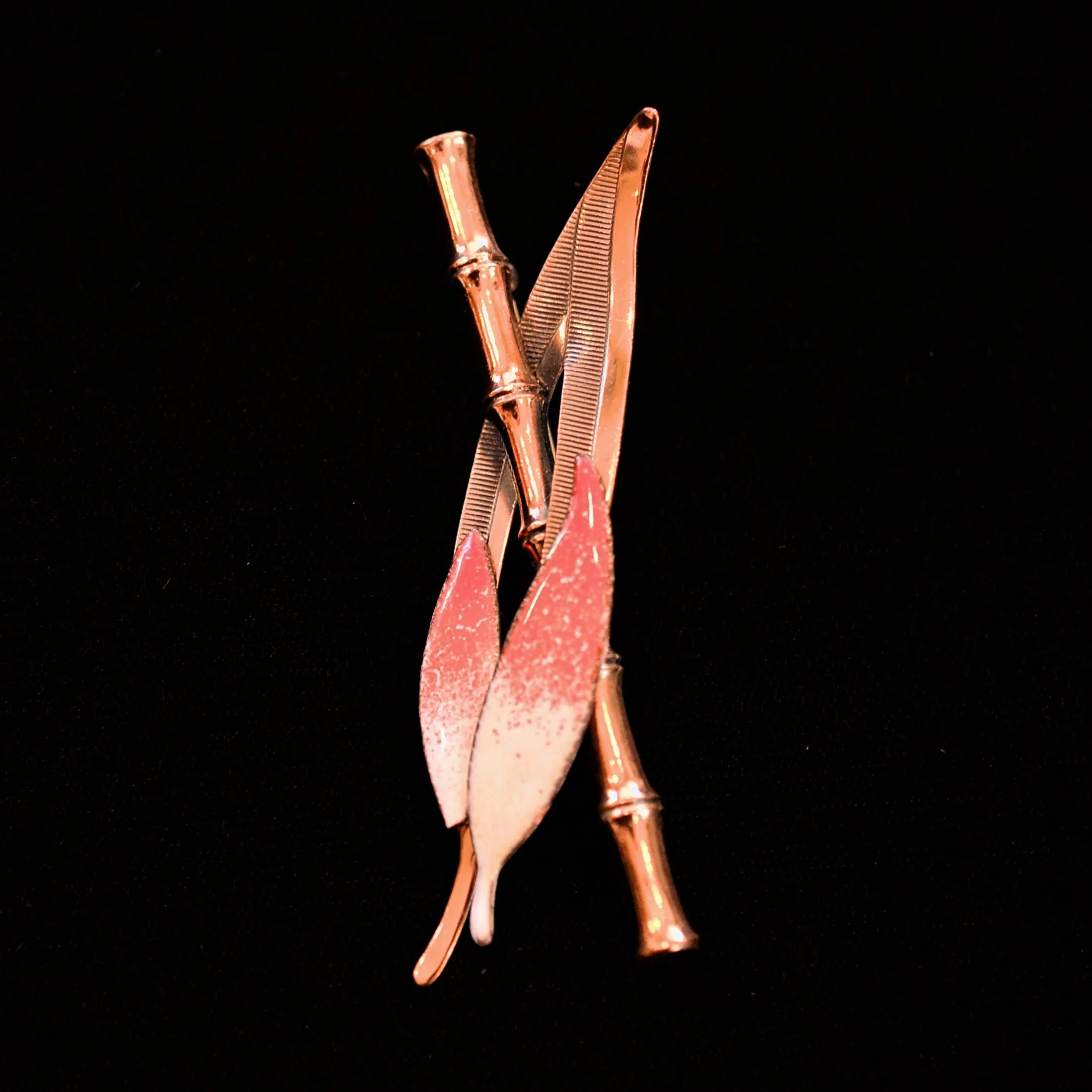 RARE Vintage Renoir Matisse Copper Enamel Bamboo Brooch