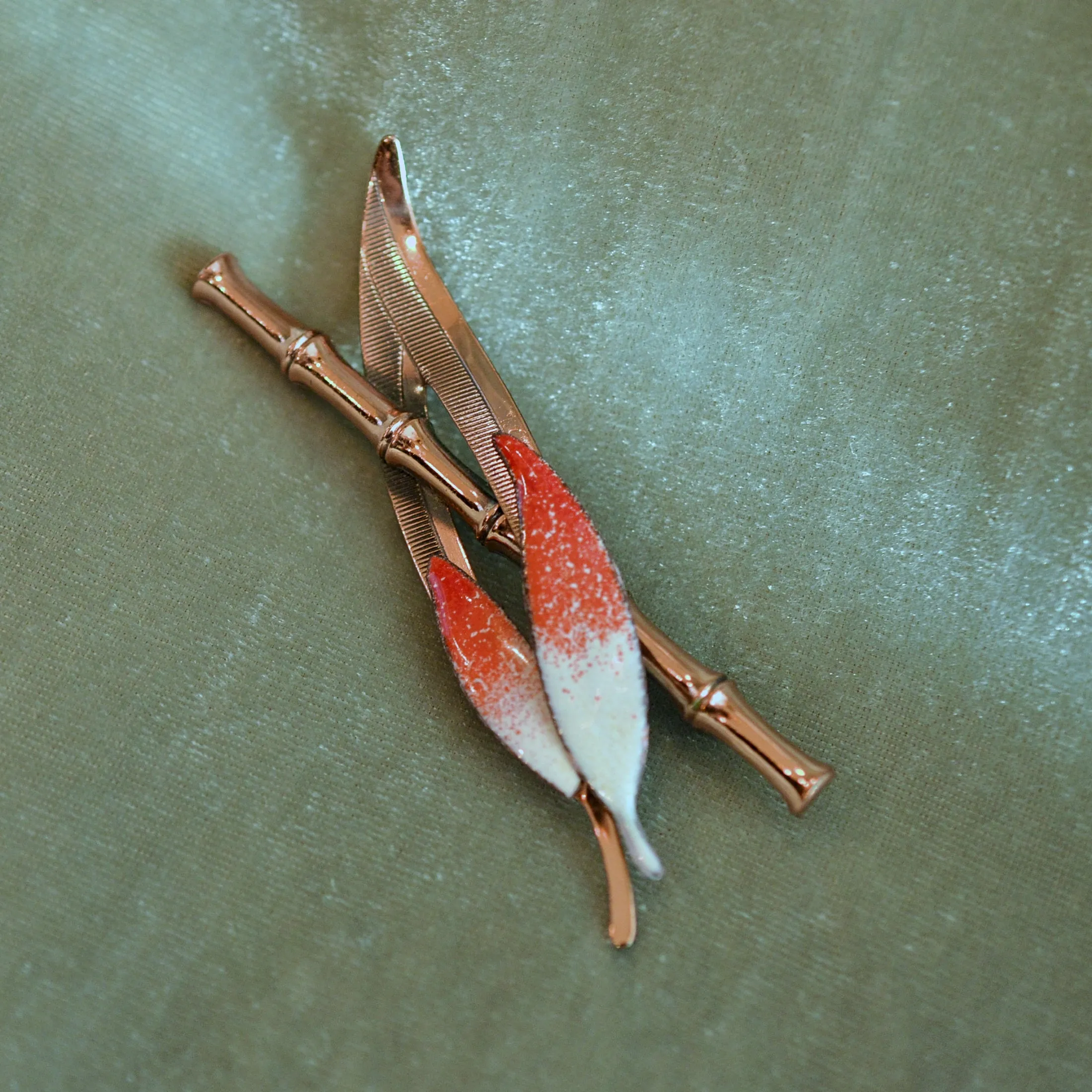 RARE Vintage Renoir Matisse Copper Enamel Bamboo Brooch