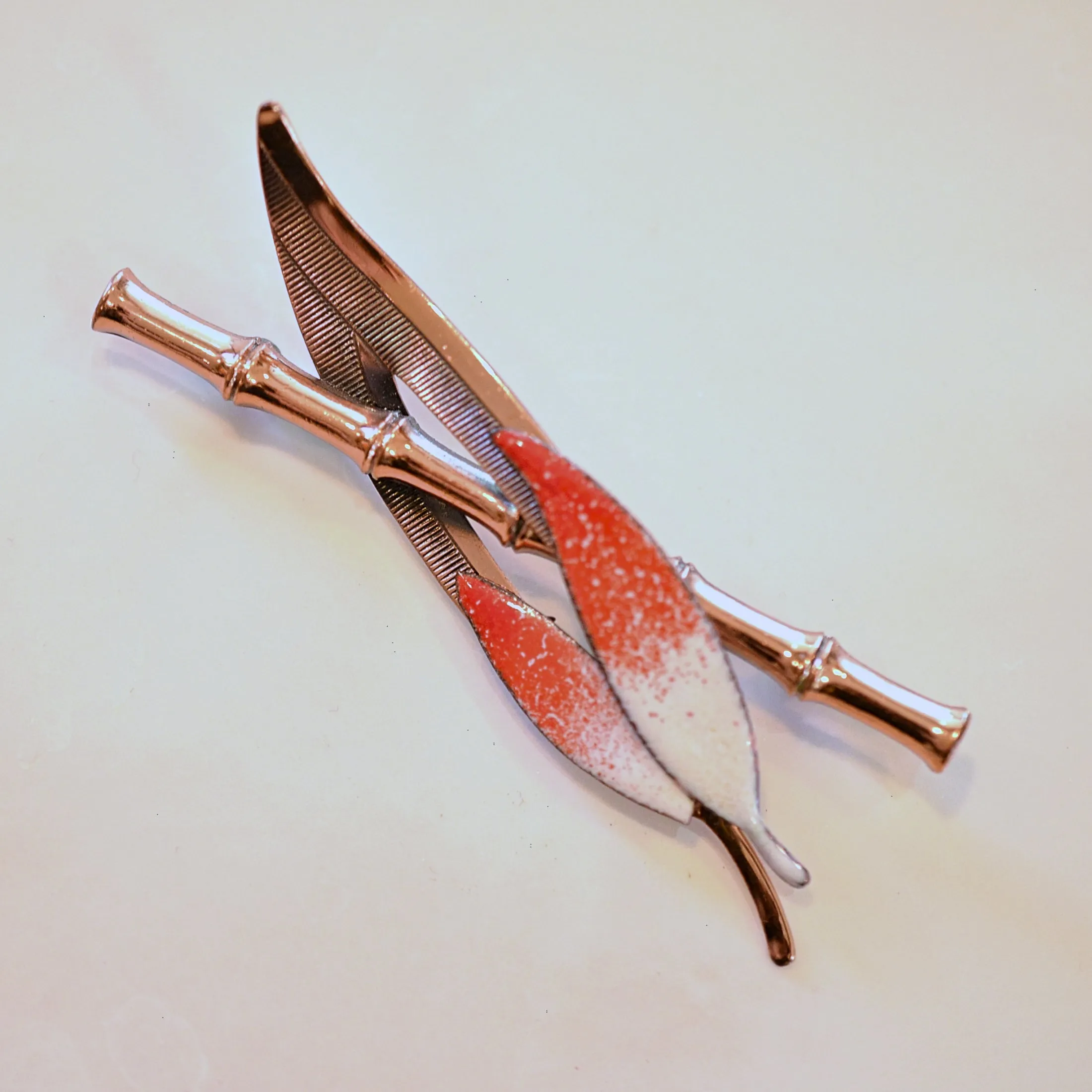 RARE Vintage Renoir Matisse Copper Enamel Bamboo Brooch