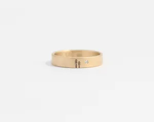READY TO SHIP #323 - Woodland Ring with Single Diamond in Yellow Gold - Medium Size 6