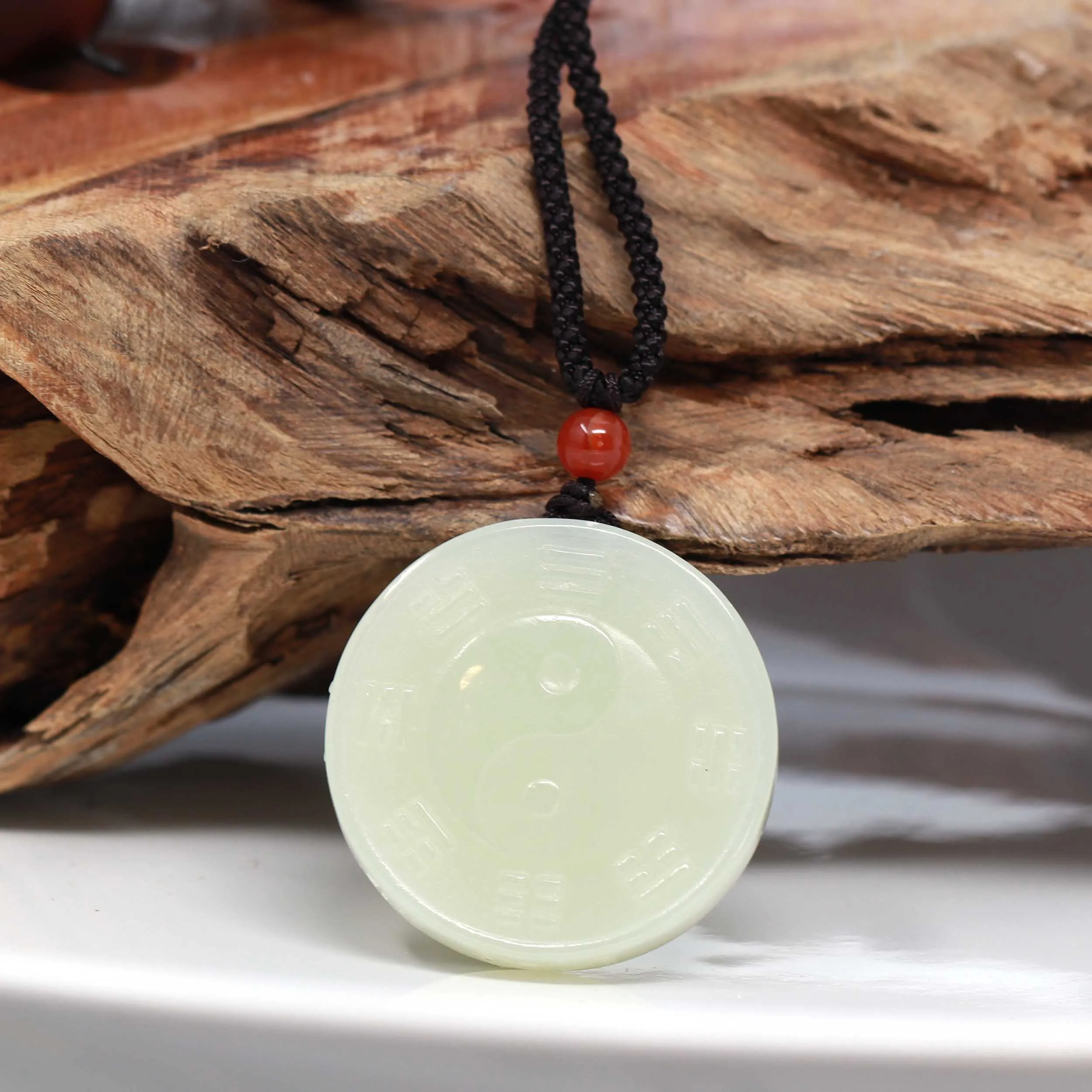 RealJade® "Classic Yin Yang" Genuine HeTian White Nephrite Jade Yinyang Pendant Necklace