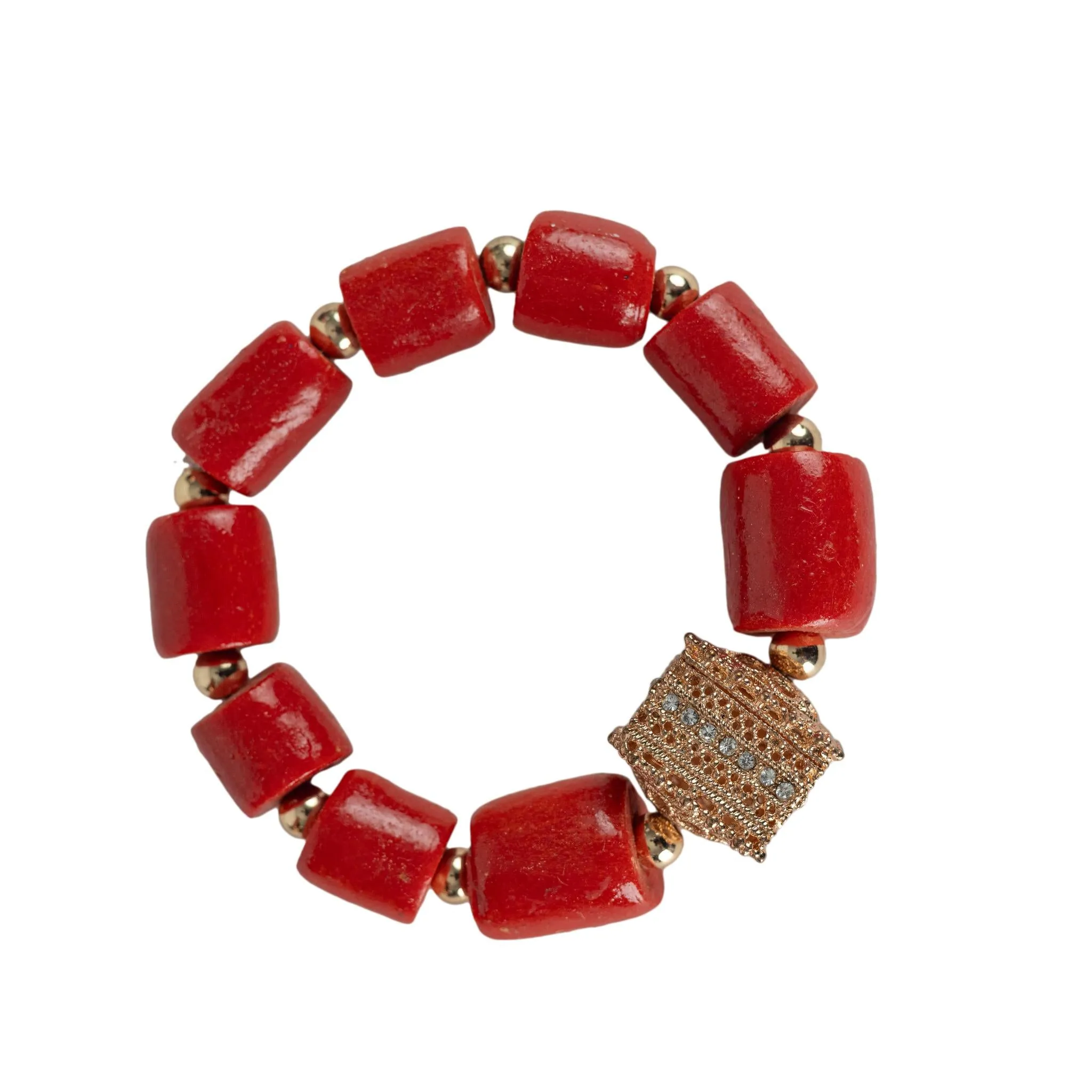 Red Coral-Style Three Layers Jewelry Set